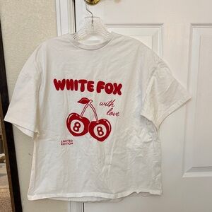 White Fox Boutique White and Red Graphic Tee